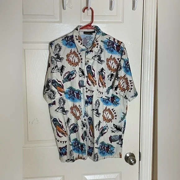 Vintage Monzini Collection Hawaiian Shirt Aloha Men's Size Large​​​​​​​​​​​ - Picture 9 of 9